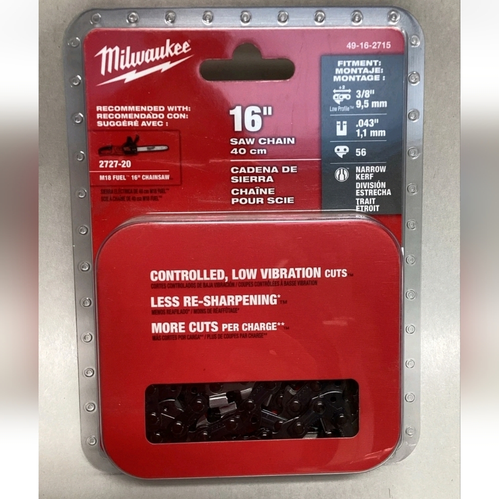 Milwaukee 49-16-2715 16" Replacement Chainsaw Chain - Black